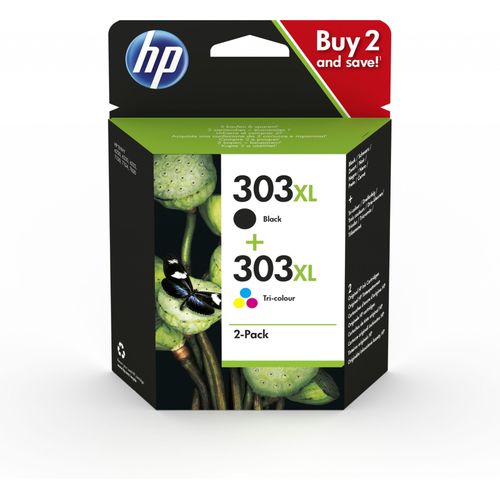 HP 303XL - Pack de 2 - à rendement élevé - noir pigmenté, couleur (cyan, magenta, jaune) - original - cartouche d'encre - pour ENVY Photo 62XX, Photo 71XX, Photo 78XX; ENVY Inspire 72XX, 79XX