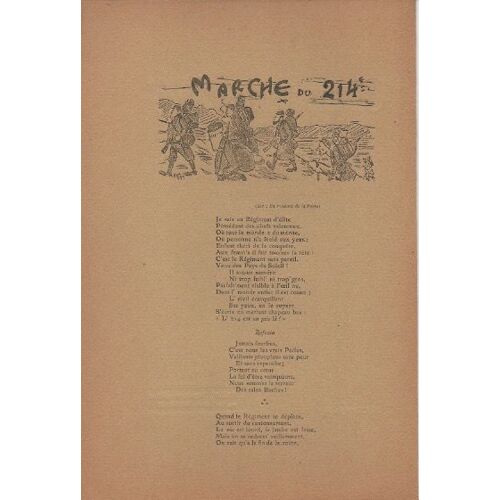 Chanson De Marche Du 214ème. En Respectueux Hommage À Monsieur Le Colonel Jeanjean. Commandant Le 214ème.
