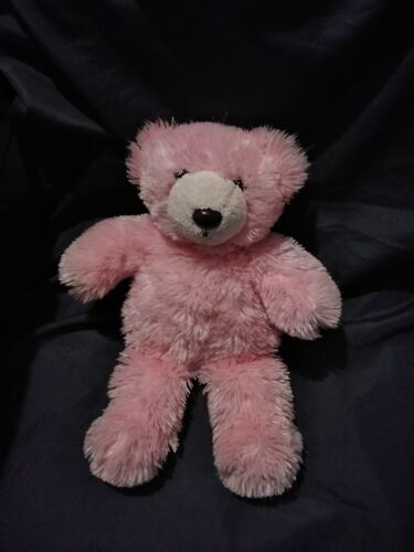 Doudou Peluche Ours Rose Poils Mi Long Billes Mgm