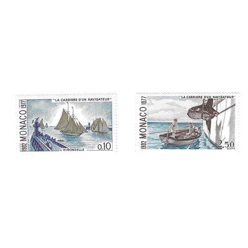 Lot De 2 Timbres Neuf Monaco - La Carrière D'un Navigateur