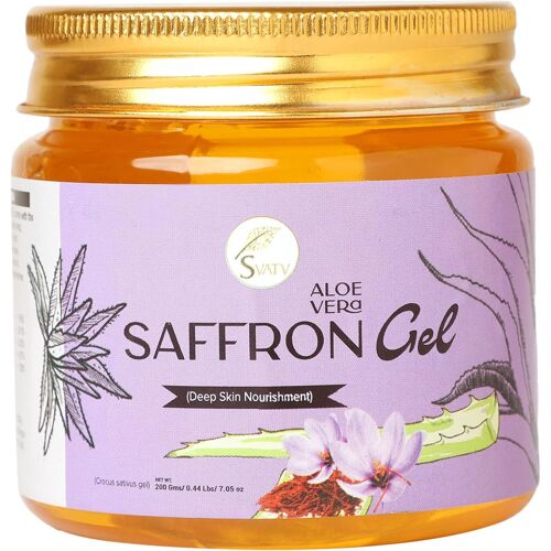 Safran Aloe Vera Gel | Hydratation Apaisante De La Peau | Parfait Pour Les Coups De Soleil | Éclaircir Les Taches Brunes | Sans Paraben Ni Sulfate - 200g 