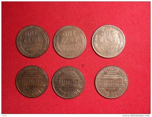 Lot De 6 Monnaies De One Cent- Usa/1953-1955d/1956d/1960d/1961 Et 1961d En Ttb.