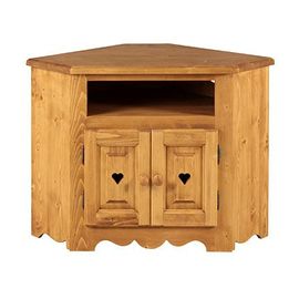 Meuble Tv D'angle 2 Portes En Épicéa Massif Teinté Miel - Limeuil