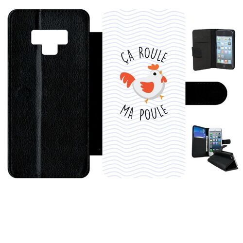 Etui A Rabat - A Roule Ma Poule - Compatible Avec Samsung Galaxy Note9 - Plastique - Bord Noir