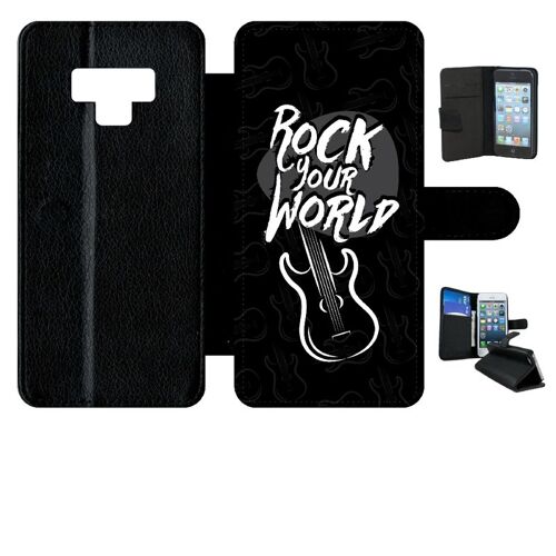 Etui a rabat - Rock your world fond noir - compatible avec samsung Galaxy Note9 - Simili-cuir - bord Noir