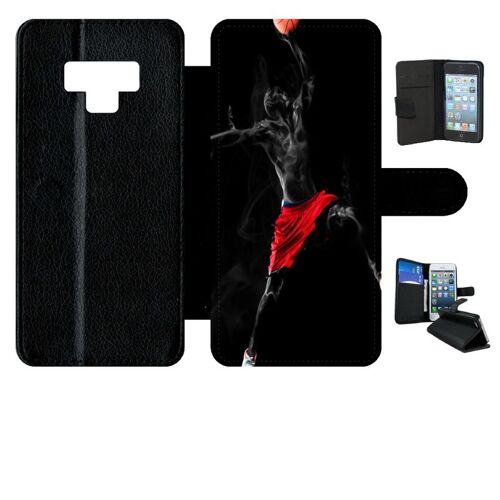 Etui A Rabat - Basket - Compatible Avec Samsung Galaxy Note9 - Simili-Cuir - Bord Noir