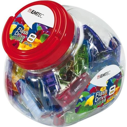 Pack de 80 Clés USB 32 Go EMTEC C410 Color Mix Candy jar USB 2.0 - rouge candi, bleu bonbon, jaune bonbon, vert bonbon, violet bonbon