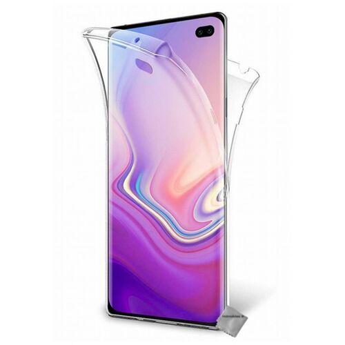 Housse etui coque gel 360 integrale Samsung Galaxy S10+ Plus + film ecran - TRANSPARENT