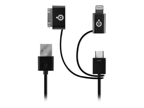 BigBen Interactive - Câble USB - USB (M) pour Apple Dock, Lightning, Micro-USB Type B (M) - 5 V - 2 A - 1 m - noir