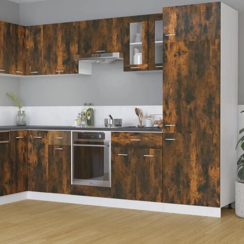 vidaXL Armoire vitrée suspendue ""Lyon"" Chêne fumé 60x31x60 cm