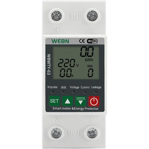 LIKO-Compteur Électrique Monophasé Wifi,63A/ 230Vac Compteur D'Énergie Numérique Consommation Compteur De Consommation Électrique Wifi