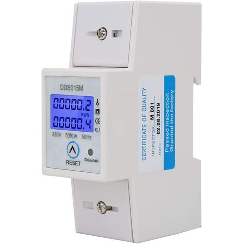 LIKO-Compteur Électrique Modulaire, Monophasé 80 A, Compteur D'Énergie Monophasé De Rétroéclairage Lcd, Compteur Kwh Montage Sur Rail Din Dds015, Mètre Watt (230V 5-80A 50Hz)