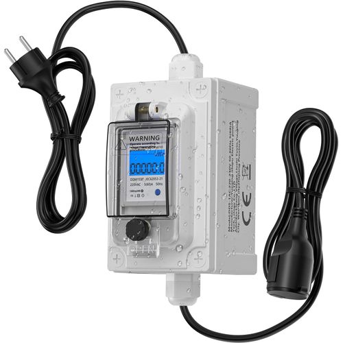 LIKO-Compteur Électrique Numérique Mobile 230 V, Compteur Mobile Eec 60 A, Compteur Kwh Extérieur Étanche, Prise Industrielle Led Avec Réinitialisation, Câble En Caoutchouc Portable