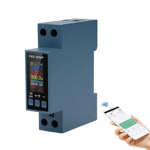 LIKO-Compteur Electrique Connecté 8 In 1 40A Compteur Energie Wifi 220V Ac Parafoudre Et Surtension Avec Surtension Surtempérature Surintensité Et Protection Contre Les Pannes De Courant (Kws-303)
