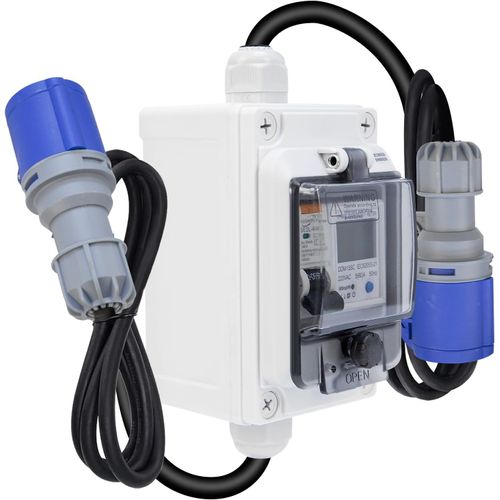 LIKO-Compteur Électrique, Compteur De Consommation Électrique Avec Rcbo/Réinitialisation, Ip67 Étanche 2.5 Mm² Câble Compteur D'Électricité Portable Numérique Mobile Pour Bateau/Camping-Cars/Camping-