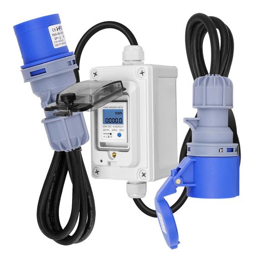 LIKO-Compteur Électrique Numérique Mobile Avec Prise Cee Pour Camping - Cars,Véhicules Électriques,Campings Ou Les Cmpteurs À Led Industriels