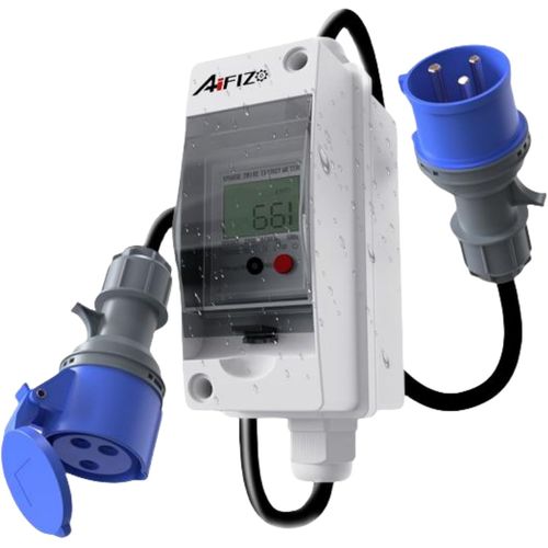 LIKO-Compteur Électrique Numérique Mobile 80 A 230 V Avec Prise Cee Numérique, Appareil De Mesure Kwh Mobile D'Extérieur Avec Étanchéité Ip65, Avec Réinitialisation, Câble De Tuyau En Caoutchouc