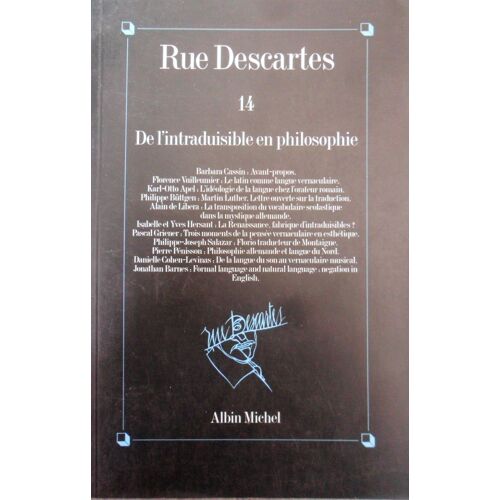 Rue Descartes 14 De L'intraduisible En Philosophie