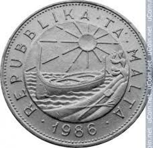 Malte - Malta = Pièce De 5 Cent, Année 1986, En Nickel - Bateau Soleil Crabe