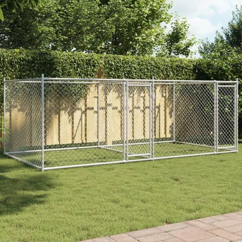 Vidaxl Cage Pour Chien Avec Portes Gris 4x2x1,5 M Acier Galvanisé