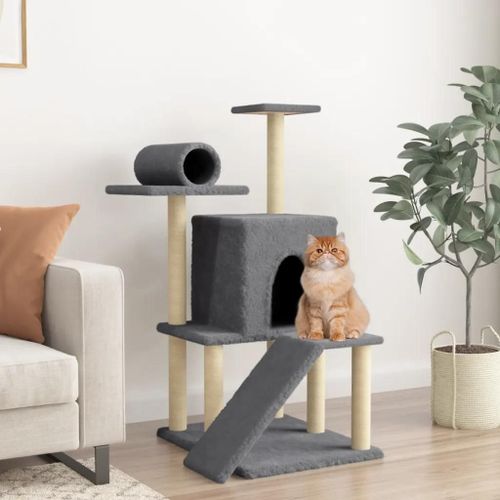Vidaxl Arbre À Chat Avec Griffoirs En Sisal Gris Foncé 110,5 Cm