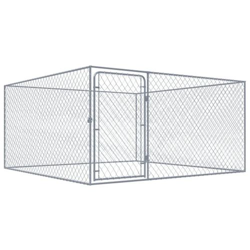 Vidaxl Chenil Extérieur Pour Chiens Acier Galvanisé 2x2x1 M