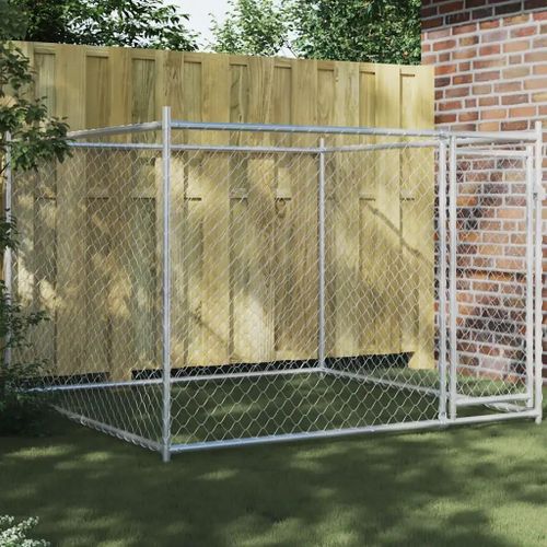 Vidaxl Cage Pour Chien Avec Porte Gris 2x2x1,5 M Acier Galvanisé