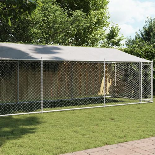 Vidaxl Cage Pour Chien Avec Toit Et Porte Gris 8x2x2 M Acier Galvanisé