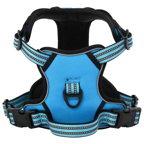 Vidaxl Harnais Pour Chien Avec Laisse Et Collier Réglables Bleu M