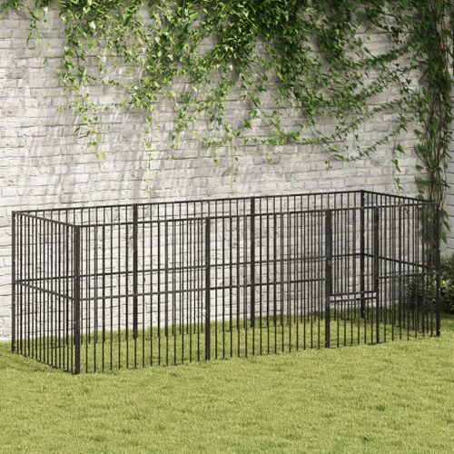 Vidaxl Parc Pour Chien 8 Panneaux Noir Acier Galvanisé