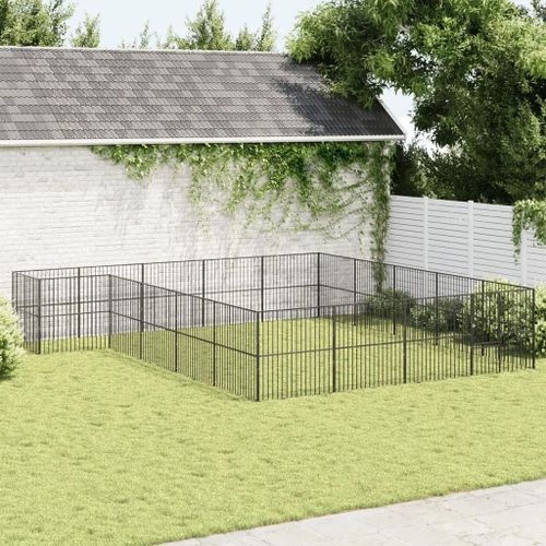 Vidaxl Parc Pour Chien 20 Panneaux Noir Acier Galvanisé