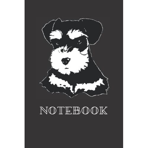Notebook: Black And White Miniature Schnauzer Blank Lined Notebook.