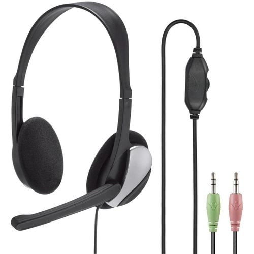 Casque Essential Hs 200"" Avec Microphone (Ultra-Léger,Oreillettes Rembourrées,Casque Stéréo,Chaîne Stéréo,Réglage Du Volume Sur Le Câble,Longueur De Câble De 2 M,Prise Jack 3,5 Mm) Noir