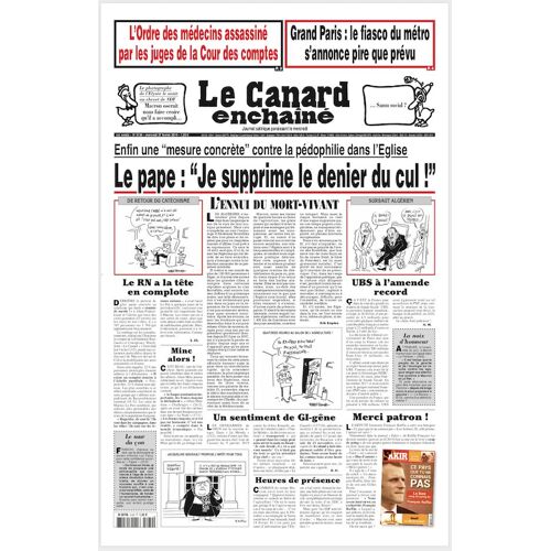 Le Canard Enchaîné 5130 : Le Pape : "Je Supprime Le Denier Du Cul !"