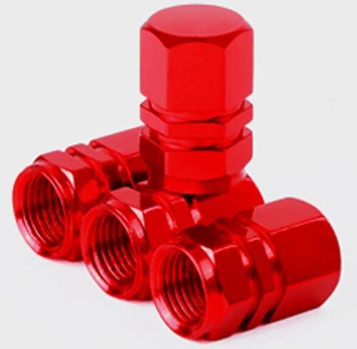 Rouge - Soupape De Pneu En Aluminium Pour Voiture, Capuchon Hexagonal En Alliage, Anti-Poussière, Roue De Camion Et Bicyclette, La Jante, 4 Pièces