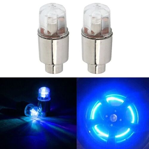 Bleu - Capuchon De Assujetd'air De Roue De Voiture, Capuchon De Lumière Led, Étanche, Accessoires De Vélo, Moto, Auto, 2 Pièces