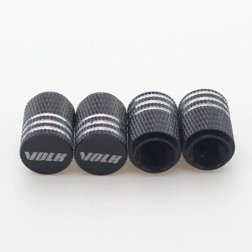 Volk Black - Capuchons De Valve De Pneu De Jante De Voiture, 4 Pièces,Accessoires Automobiles
