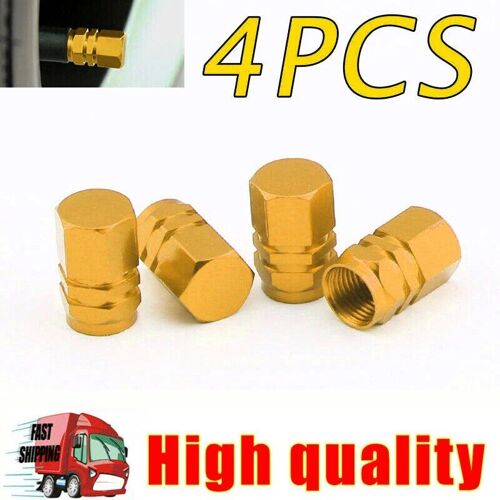 Golden 4pcs - Bouchons De Assujetde Tige De Voiture, Housses De Assujetde Roue, Bouchon D'opathie Étanche À La Poussière, Adaptés Aux Automobiles, Camions, Vélos