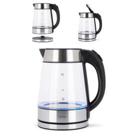 Bouilloire électrique Verre Transparent 1.7L 2200W LED BLEU acier inoxydable