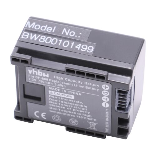 vhbw 1x Batterie compatible avec Canon Legria HF21, FS46, HF20, HF200, HF G10 caméra vidéo caméscope (750mAh, 7,2V, Li-ion) avec puce d'information