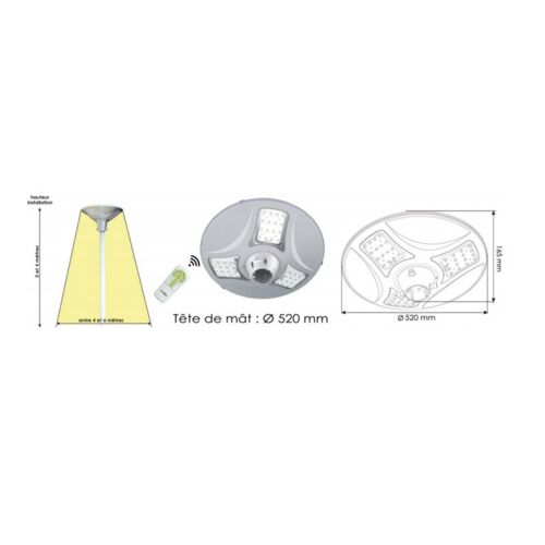 Tête De Mât Candélabre Solaire Autonome - Avec Télécommande - Bf-Scl9w Bf Light
