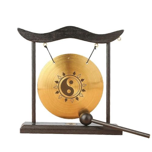 Mini Bureau Gong Table Carillon À Vent Instrument De Percussion Cymbales Gongs Avec Maillet Pour Home Decor Housewarm Gift-D