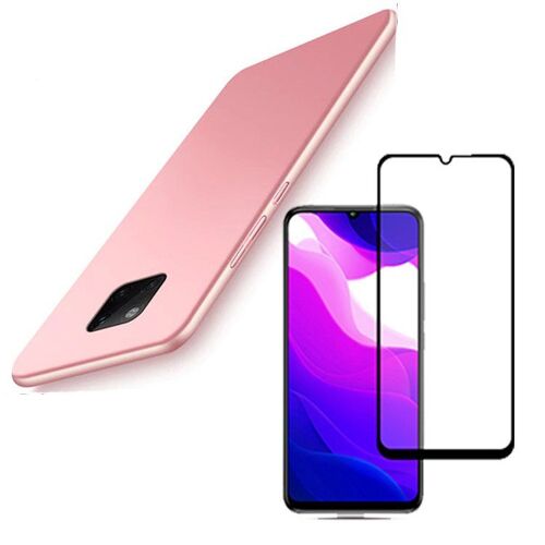 Kit de Verre Trempé 5D Full Cover + Coque Mince et Rigide pour Xiaomi Redmi 10X 5G - Rose