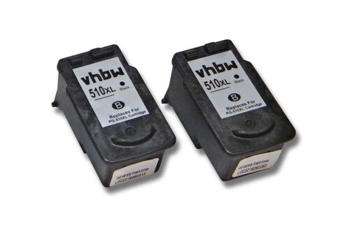 vhbw 2x Cartouches d'imprimante Set de cartouches d'encre pour Canon Pixma MP282, MP499 comme Canon PG-510, PG-510XL.