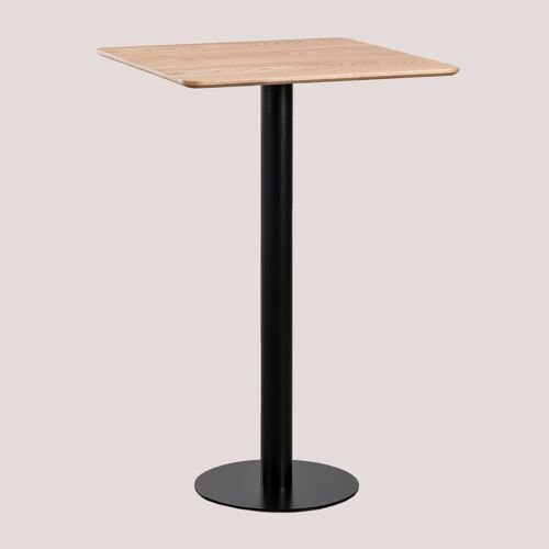 Table Haute De Bar Carrée En Placage De Frêne Frappe Noir ↔︎ 60 Cm