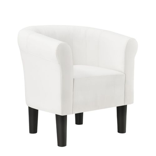 [En.Casa] Fauteuil Chaise Siège Similicuir Plastique Blanc 70 X 70 X 58 Cm