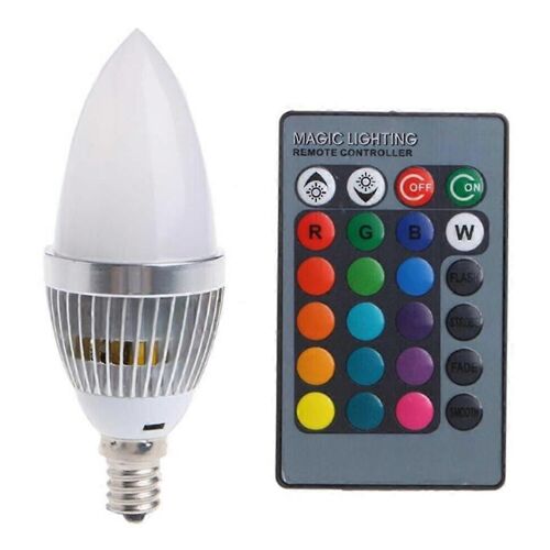 3w Smart E12 Rgb Led Coloré Changer De Couleur Ampoule Avec 24 Bougie Télécommande Bouton Milky Lampshad