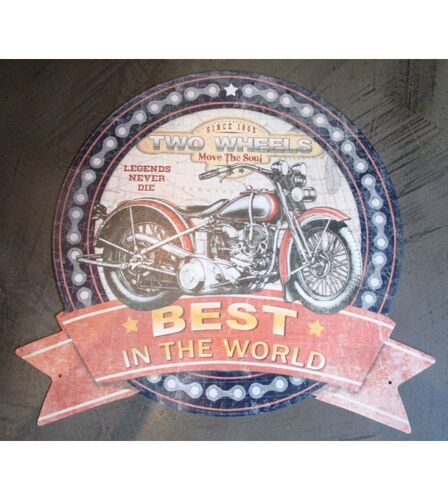 Plaque Enseigne Two Wheels Best In The World Avec Une Moto Deco Garage 39x35 Cm Tole Pub Affiche Metal Usa