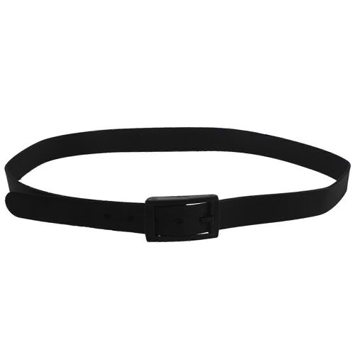 Ceinture En Silicone Pour Hommes Pour Femmes En Caoutchouc Boucle En Plastique En Cuir Uni Style Réglable-Noir