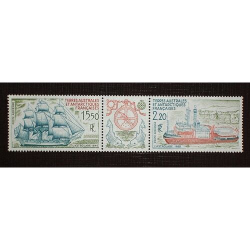 Taaf Poste Aérienne N° 113a Neuf Sans Charnière De 1990 - Triptyque Avec Vignette Centrale 2f20 + 15f50 « Navire L’Astrolabe » - Cote 12,50 Euros